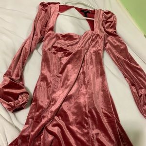 Square neck velvet dress